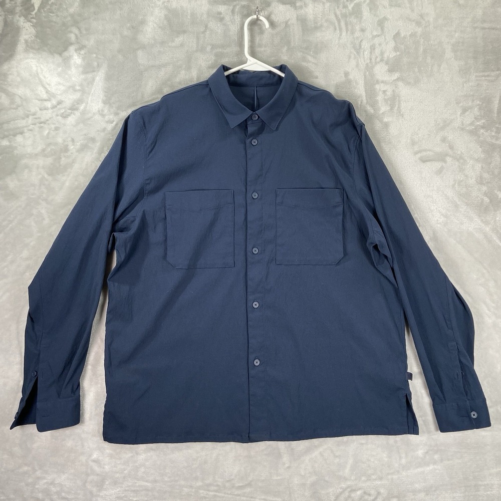 Lululemon Shirt Mens XXL Button Up Utility Canvas Long Sleeve Modern Blue Casual